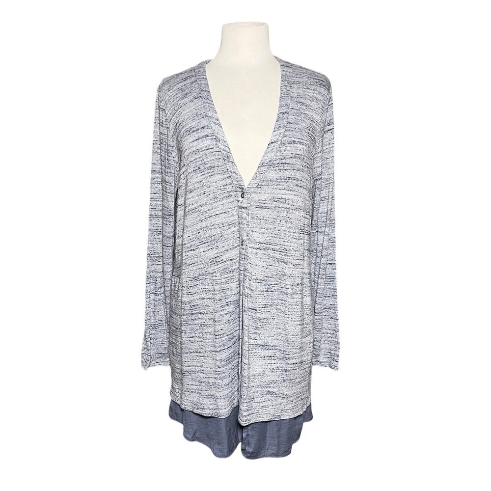 ANTHROPOLOGIE DOLAN Women’s Heathered Blue Button Up Layered Cardigan